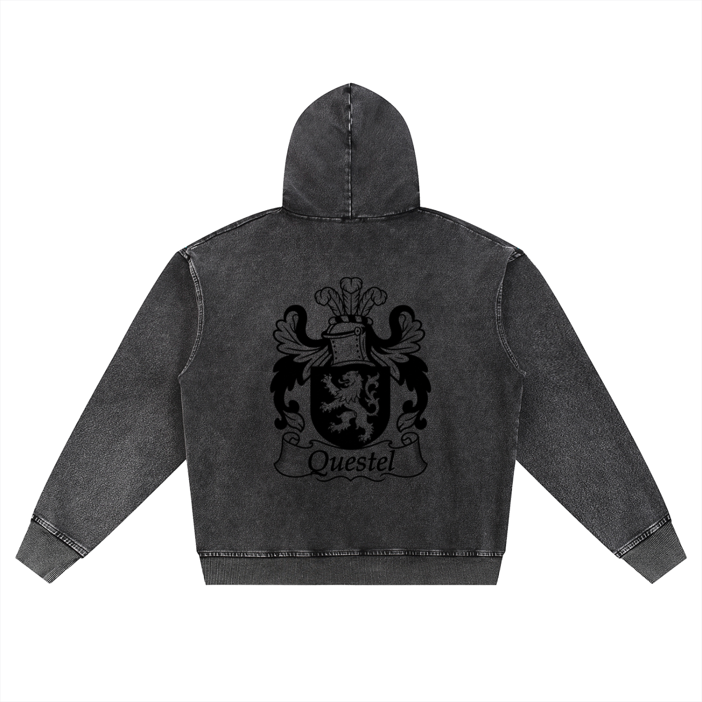 “Coat Of Arms” Snow Wash Oversized Zip-Up Hoodie