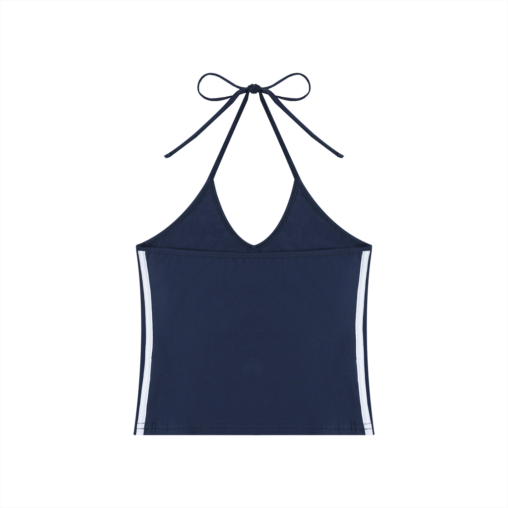 “Bloodline” Women's Color Block Halter Crop Tank Top