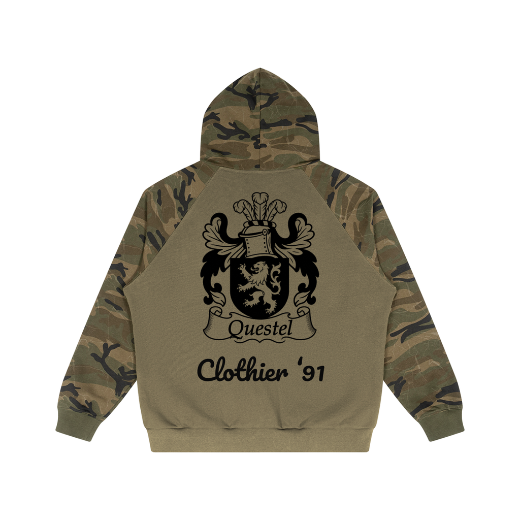 “Coat Of Arms” Camo-Splice Raglan Zip Hoodie