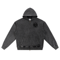 “Coat Of Arms” Snow Wash Oversized Zip-Up Hoodie