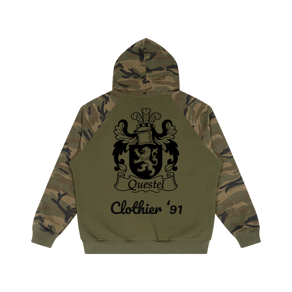 “Coat Of Arms” Camo-Splice Raglan Zip Hoodie