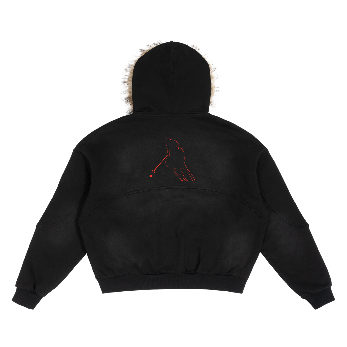 “Bloodline” Men’s Sun Fade Boxy Detachable Fur Hoodie