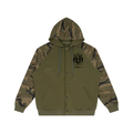 “Coat Of Arms” Camo-Splice Raglan Zip Hoodie