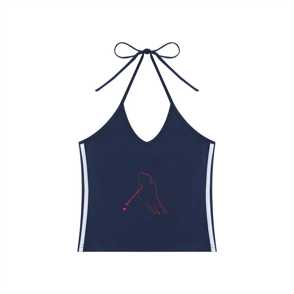 “Bloodline” Women's Color Block Halter Crop Tank Top