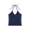 “Bloodline” Women's Color Block Halter Crop Tank Top