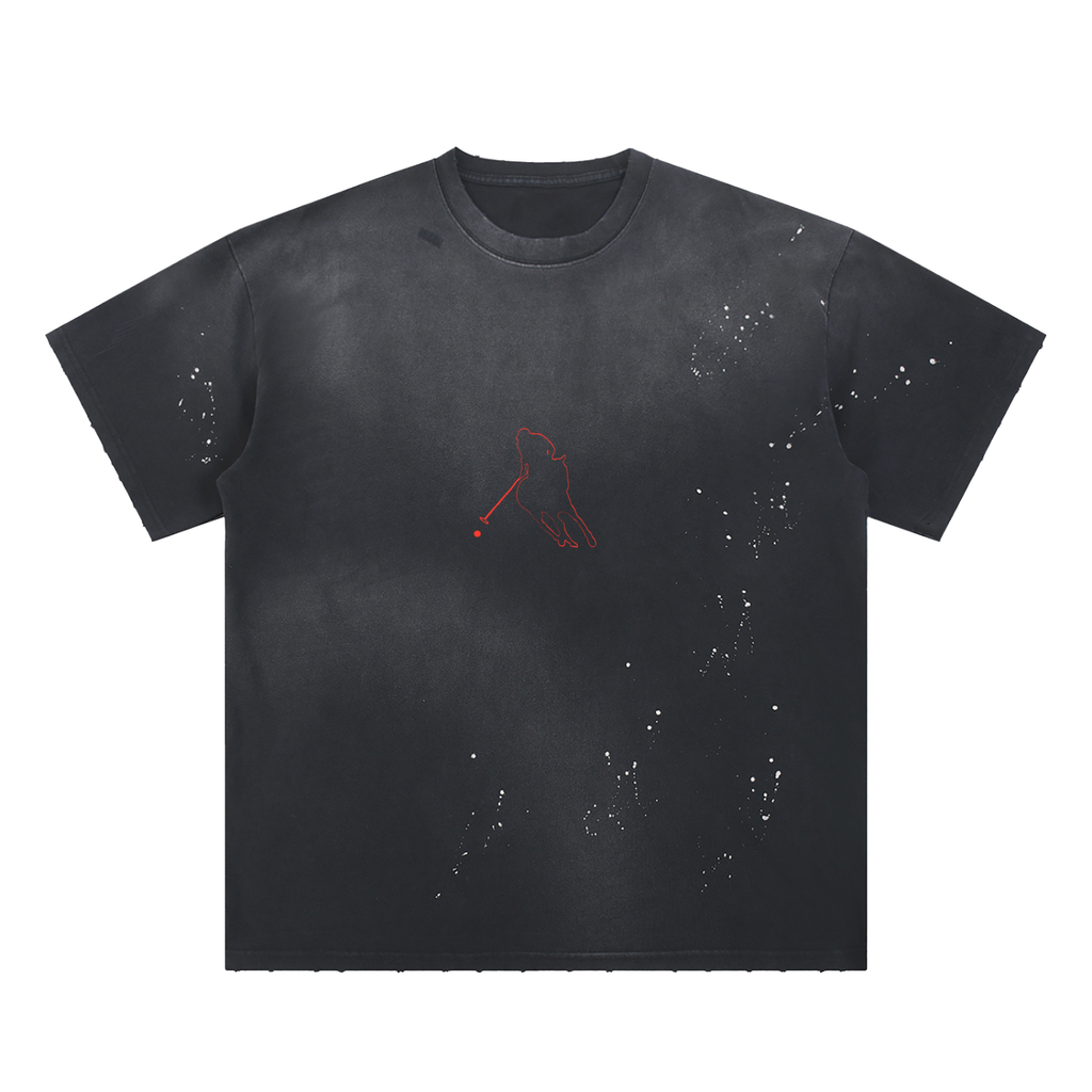 “Bloodline” Men’s Hand-Frayed Sunfade Paint Splatter T-Shirt