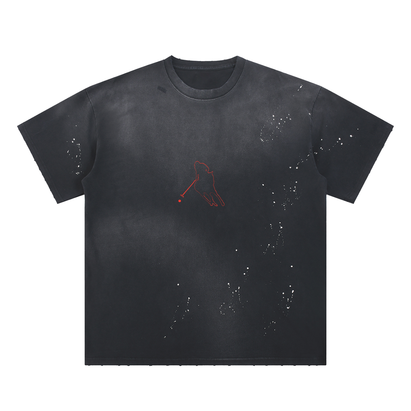 “Bloodline” Men’s Hand-Frayed Sunfade Paint Splatter T-Shirt