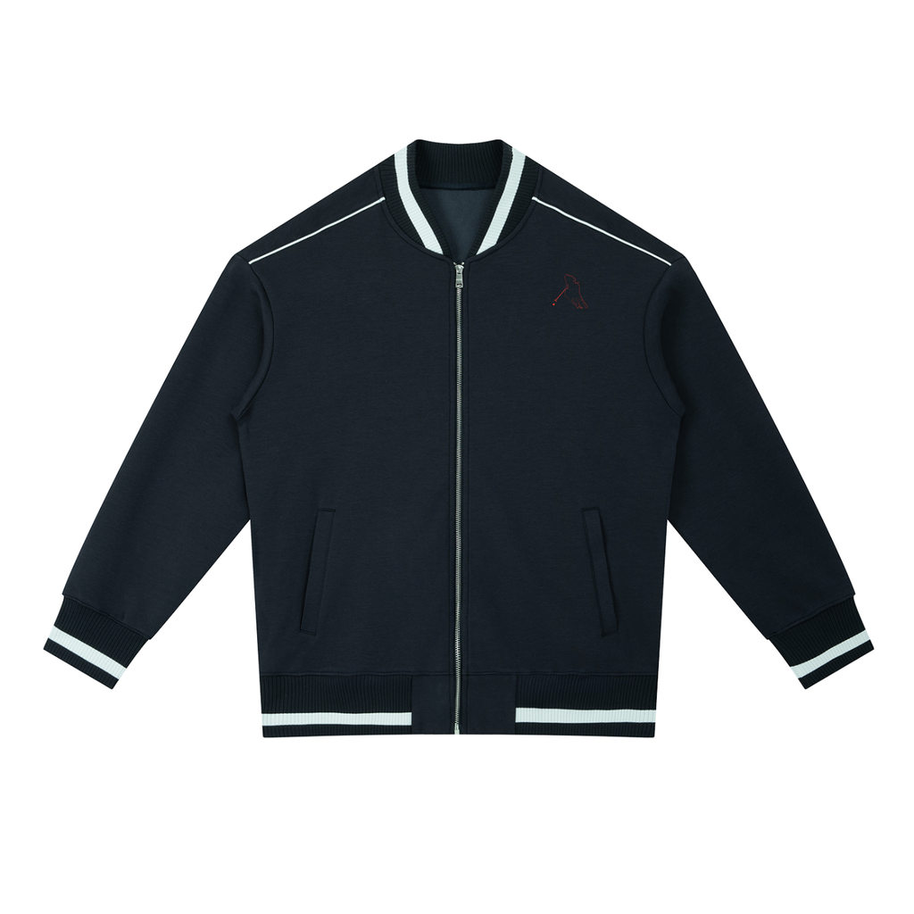 “Bloodline” Men’s Contrast Piping Zip Bomber Jacket
