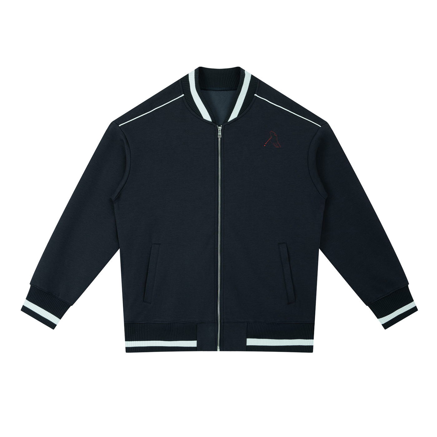 “Bloodline” Men’s Contrast Piping Zip Bomber Jacket